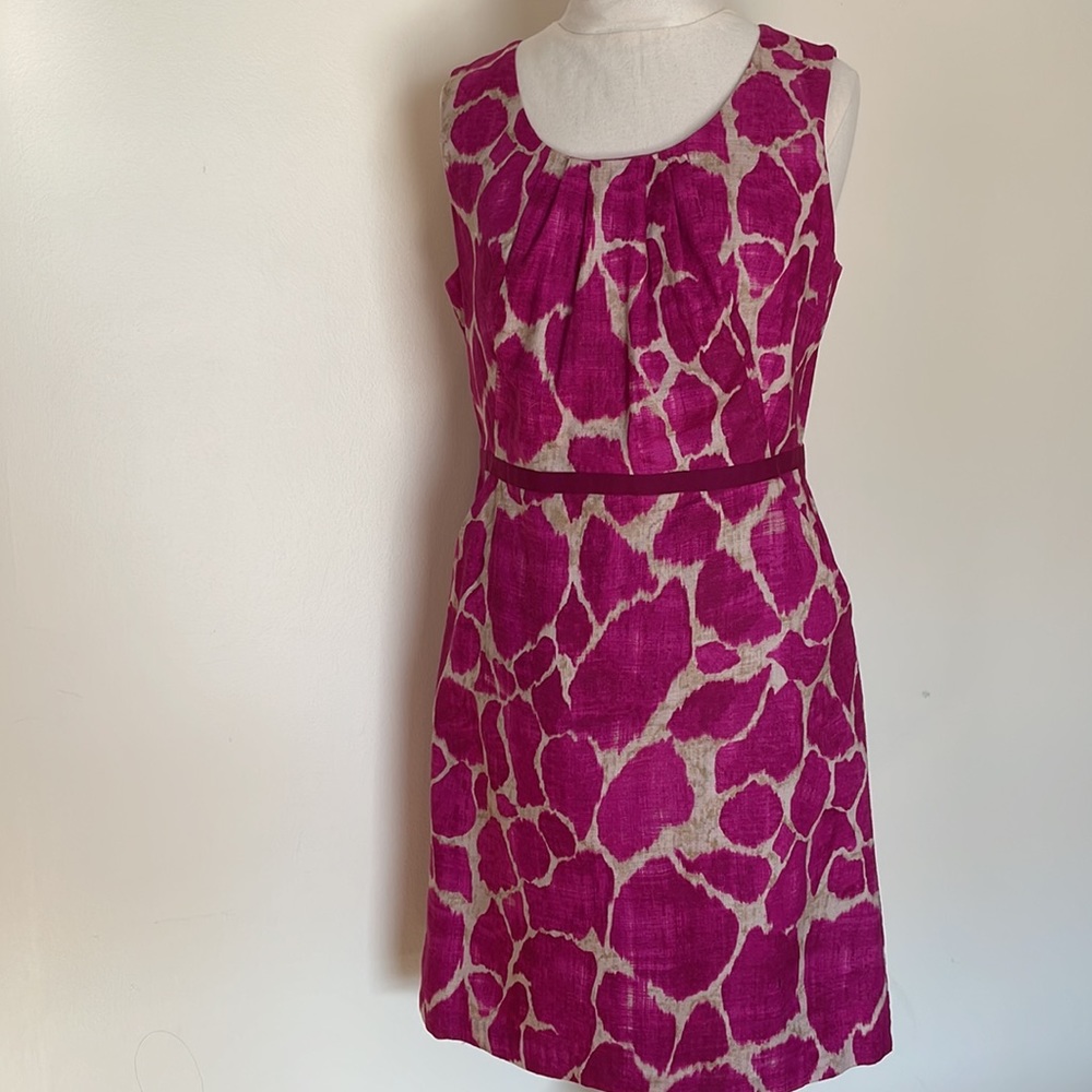 LOFT Fuschia Giraffe Print Sleeveless Sheath Dress